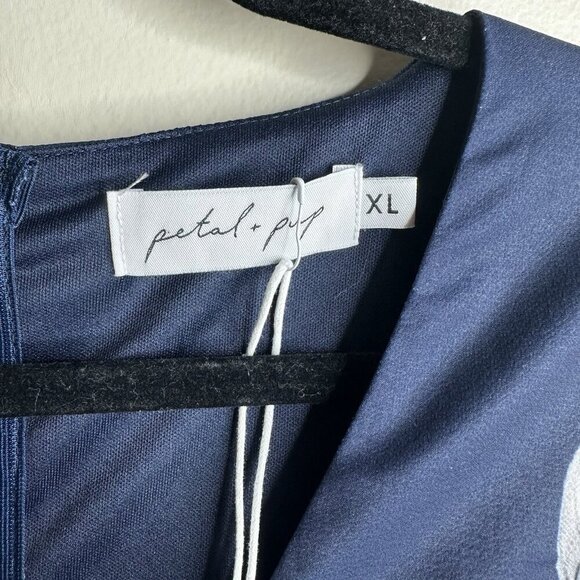 Petal + Pup Jumpsuit Women XL Navy Pink Floral Long Sleeve Wide-Leg Prairie Core - Picture 8 of 16